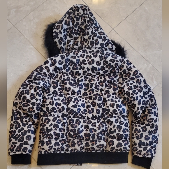 JUSTICE LEOPARD PUFFER BOMBER JACKET 16 - Picture 2 of 5